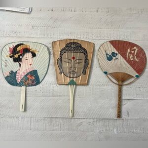 Set of 3 Vintage Japanese | Asian Fans | Souvenir Home Decor